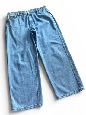 Princess Polly Wide Leg Baggy Fit Light Wash Denim Jeans Sz 12 High Rise Waist